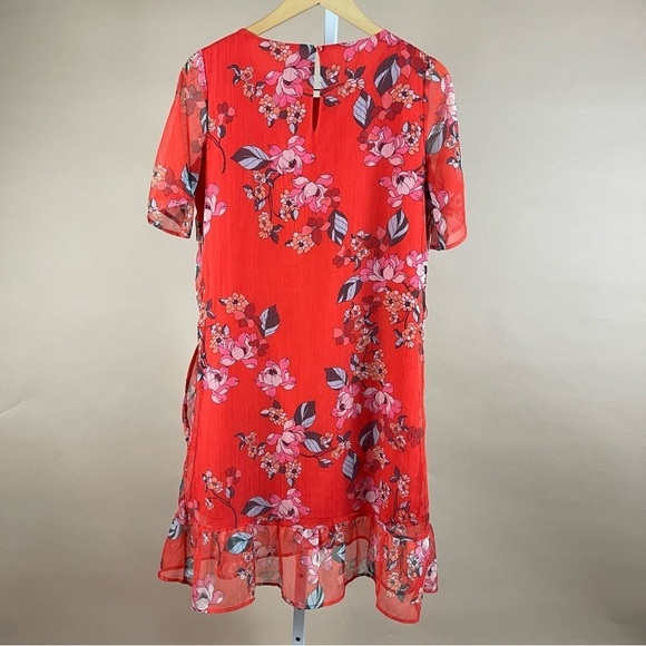 a new day Small Floral Asymmetrical Ruffle Flowy Spring Retro Midi Dress Formal - Picture 2 of 10